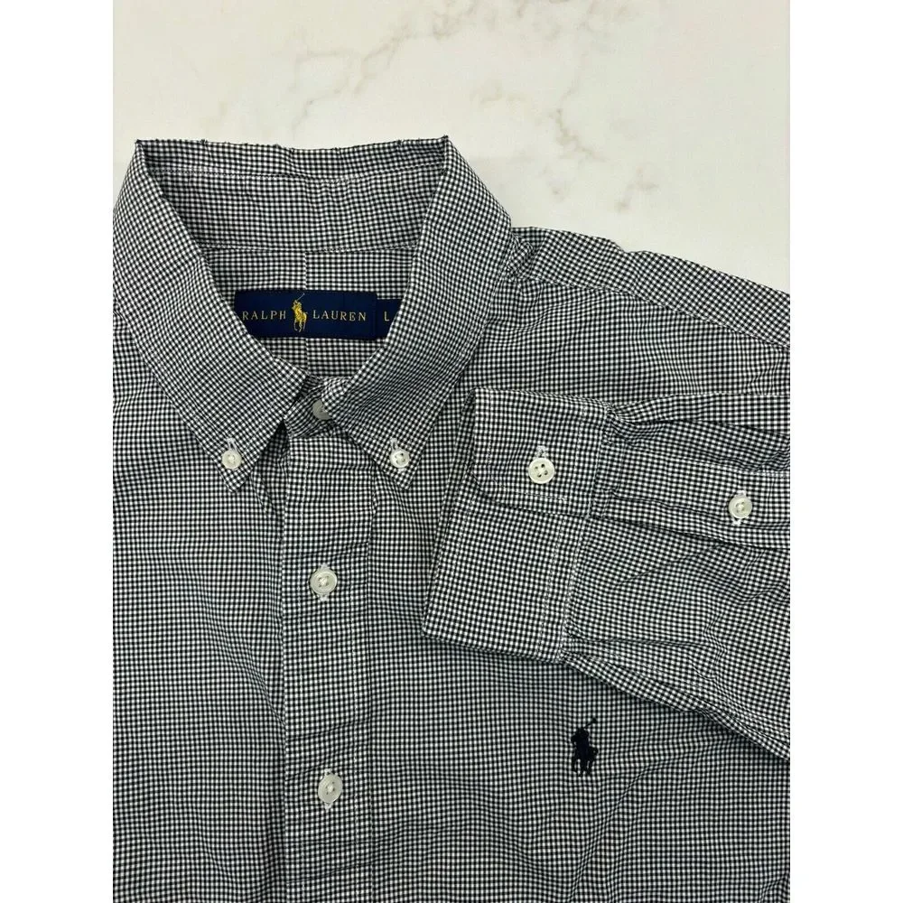 Polo Ralph Lauren Long Sleeve‎ Button Down Up Front Shirt Check Checkered Large